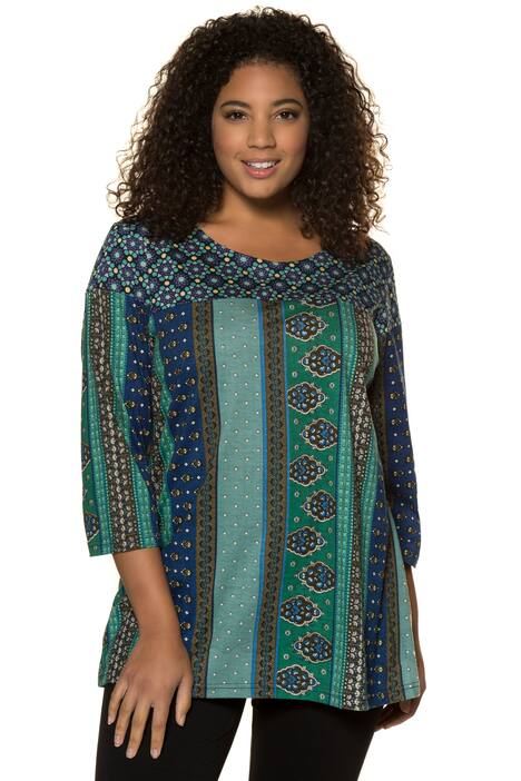 Two Print Ocean Tones Round Neck Cotton Tee