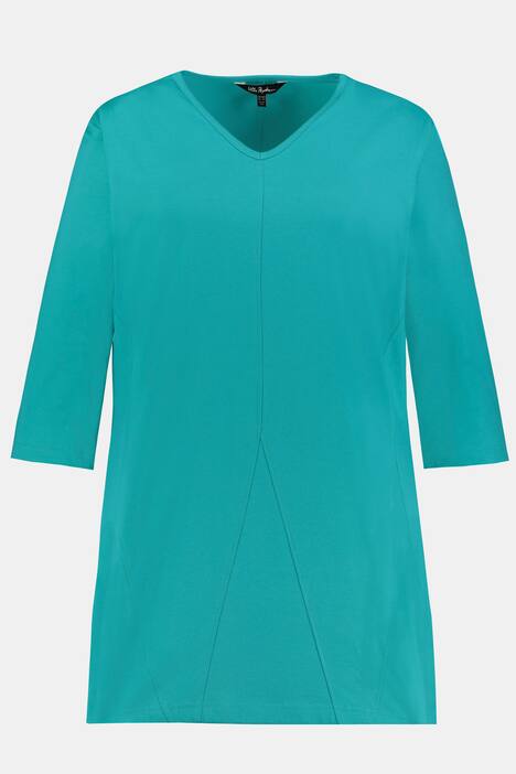 V-Neck Godet Inset Swing Knit Cotton Tunic