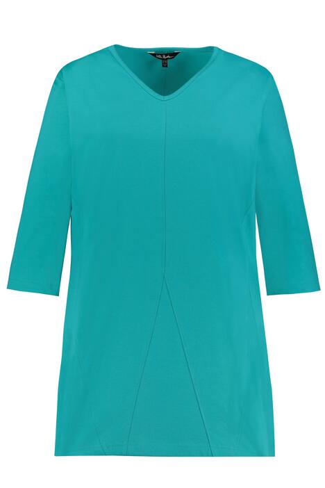 V-Neck Godet Inset Swing Knit Cotton Tunic