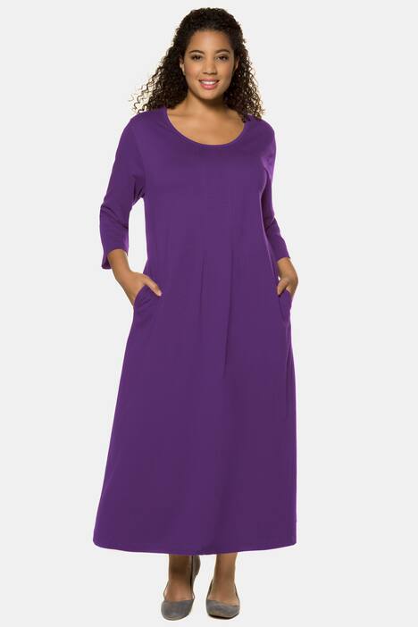 Kleid, Schmuckfalten, 3/4-Ärmel, A-Line