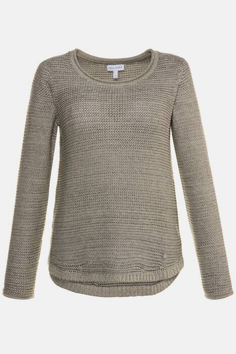 Pullover, Strukturstrick, hinten länger, Langarm