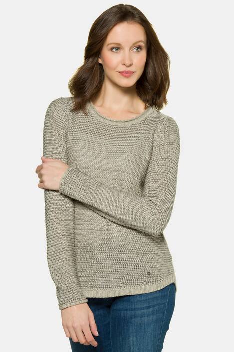 Pullover, Strukturstrick, hinten länger, Langarm