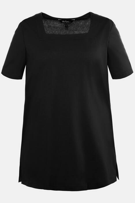 Square Neck Short Sleeve Cotton Knit Tunic