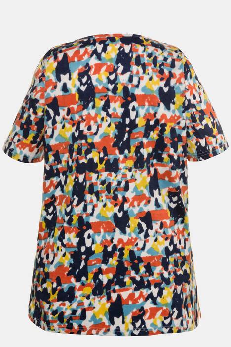 Tie Dye Look V-Neck Short Sleeve Knit Tunic