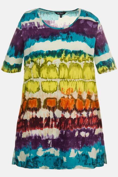 Longshirt, Batikmuster, Halbarm, reine Baumwolle