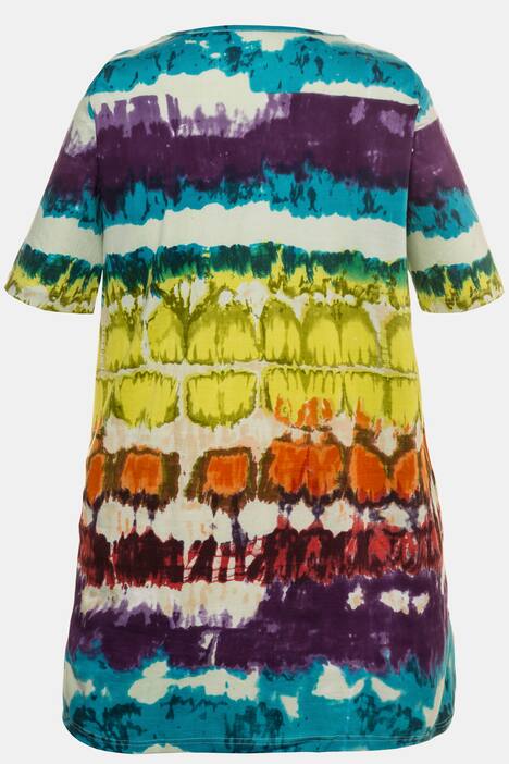 Longshirt, Batikmuster, Halbarm, reine Baumwolle