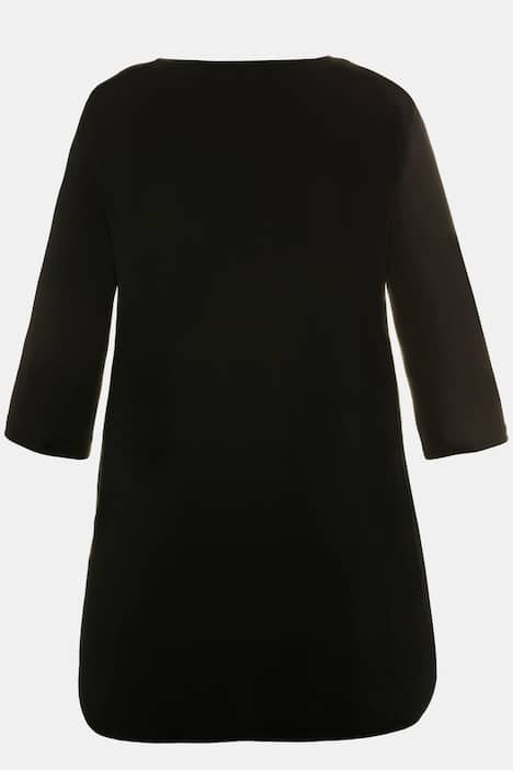 Matte Jersey Keyhole Swing Stretch Knit Tunic