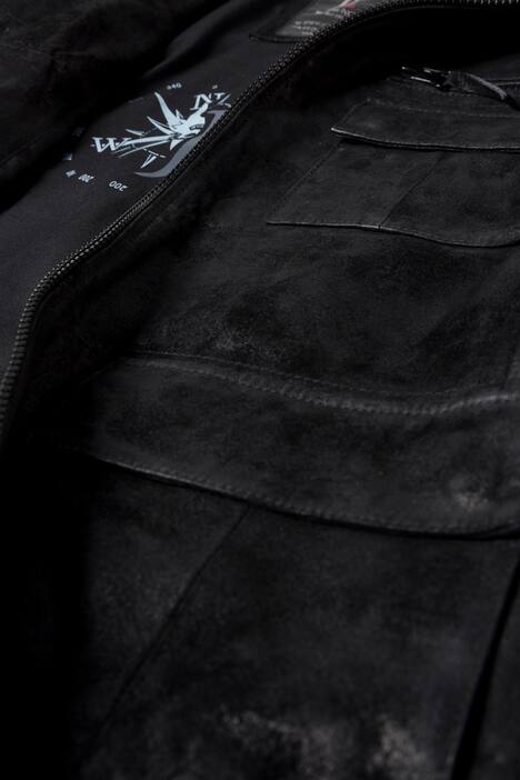 Porc Leather Long Sleeve Multi Pocket Jacket