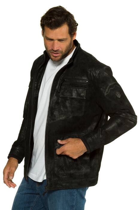 Porc Leather Long Sleeve Multi Pocket Jacket