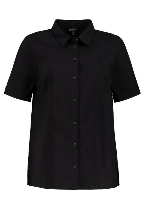 Bluse, Hemdkragen, Seitenschlitze, Halbarm