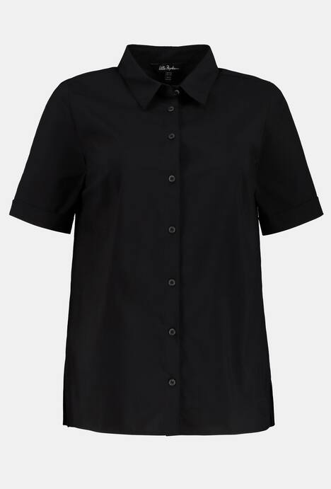 Bluse, Hemdkragen, Seitenschlitze, Halbarm