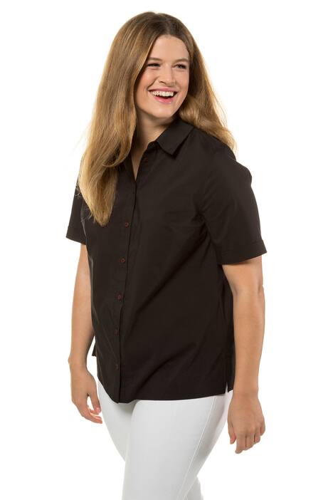 Bluse, Hemdkragen, Seitenschlitze, Halbarm