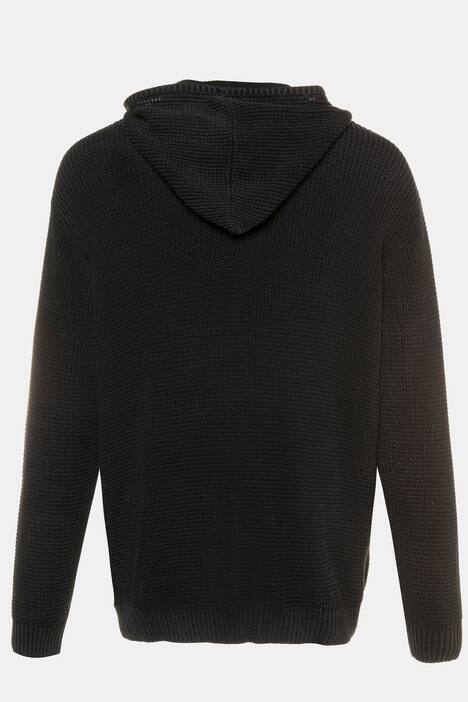 Strickjacke, stonewashed Strukturstrick, Kapuze