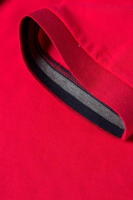 Poloshirt, Piqué, Unterkragen mit Streifen