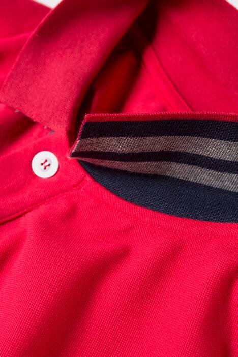 Poloshirt, Piqué, Unterkragen mit Streifen