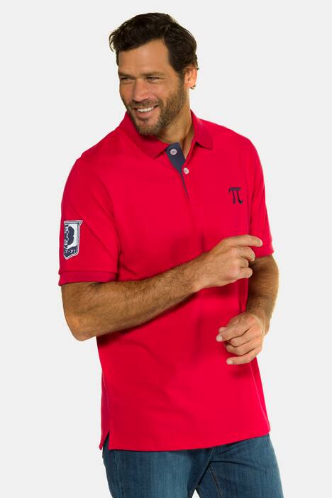 Poloshirt, Piqué, Unterkragen mit Streifen