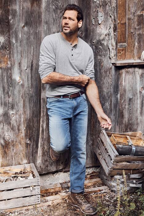 Bleached Straight Fit Stretch Jeans
