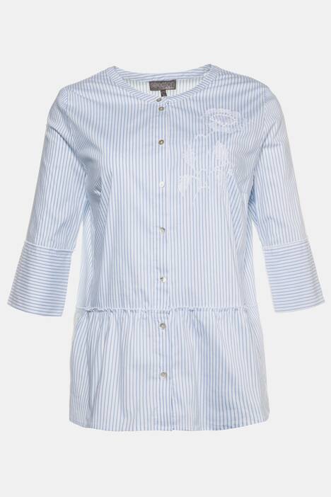 Bluse, Streifen, Blüten-Stickerei, Volant, selection