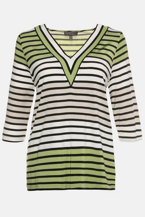 Updated Stripe V-Neck Stretch Knit Top
