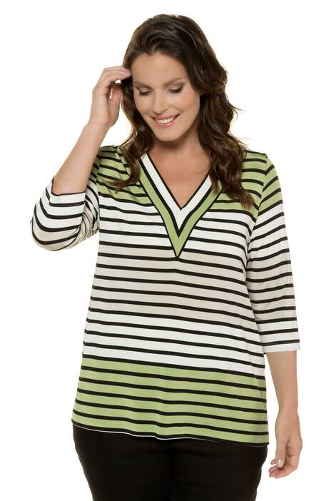 Updated Stripe V-Neck Stretch Knit Top