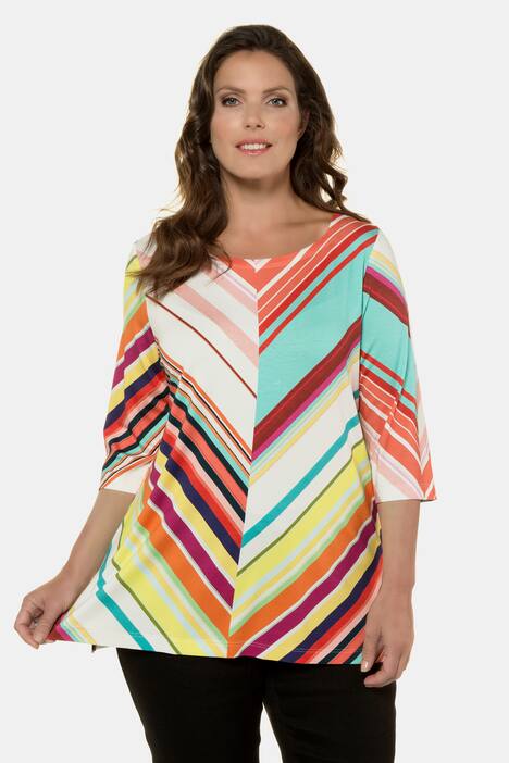 Diagonal Stripe Classic Fit Stretch Knit Top