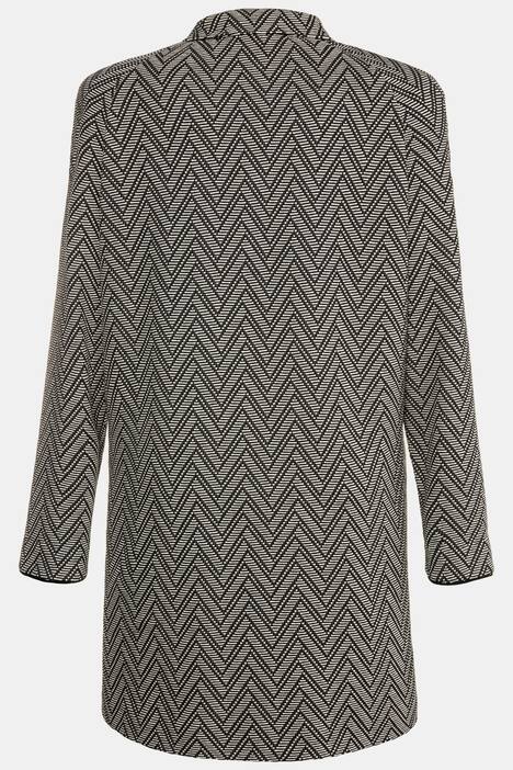 Jacquard Piped Hidden Snap Raglan Sleeve Knit Jacket
