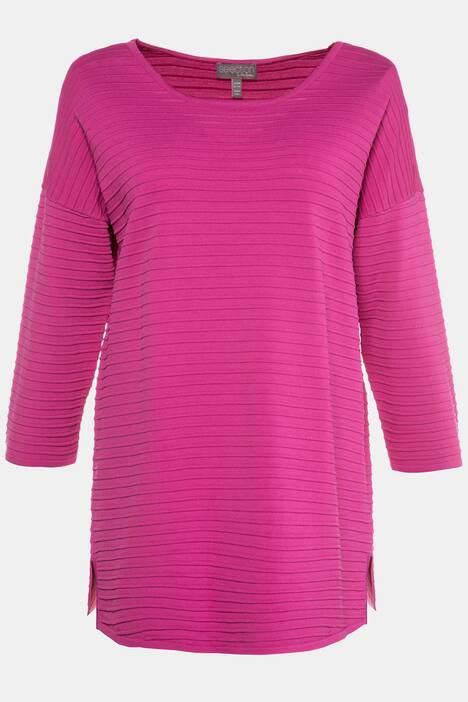 Horizontal Ribbed Round Neck Long Sleeve Sweater