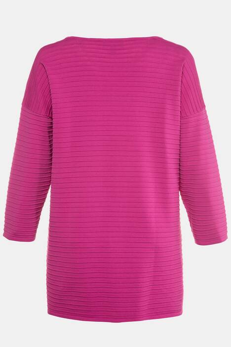 Horizontal Ribbed Round Neck Long Sleeve Sweater