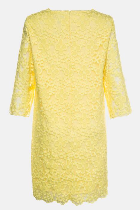 Kleid, Spitze, A-Linie, 3/4-Arm, Wellenkanten, Jerseyfutter