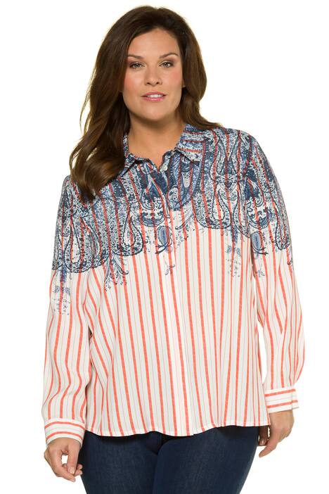 Stripe Paisley Top Print Blouse