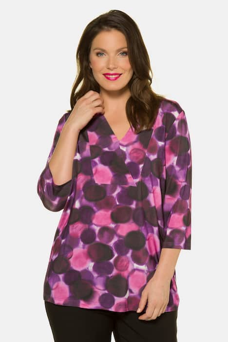 Tonal Dot Print Stretch Knit Top