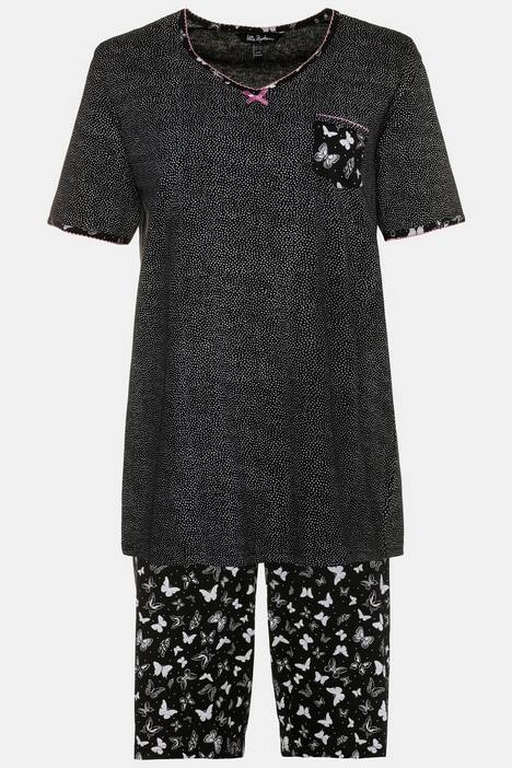 Butterfly Print Cotton Capri Pajama Set
