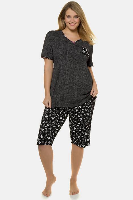 Butterfly Print Cotton Capri Pajama Set