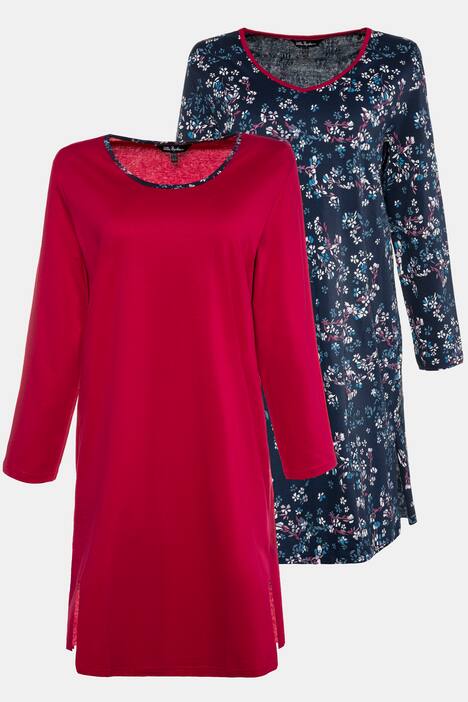 2 Pack of Cotton Sleep Tees - Floral, Red