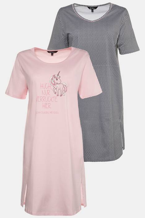 Bigshirts, 2er-Pack, Grafikmuster/Einhornmotiv