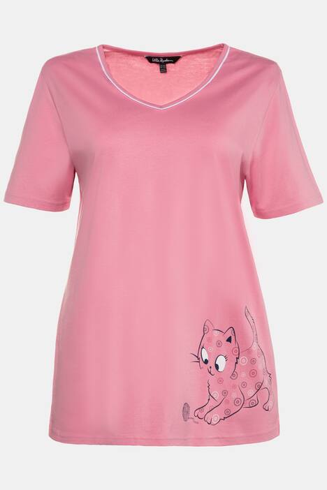 Kitty Hem Short Sleeve Cotton Pajama Set