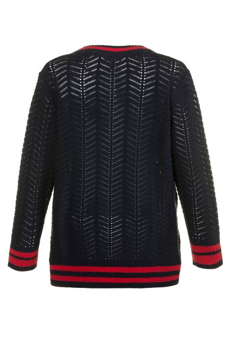 Pullover, Lochmuster, Streifenbündchen, weicher Strick