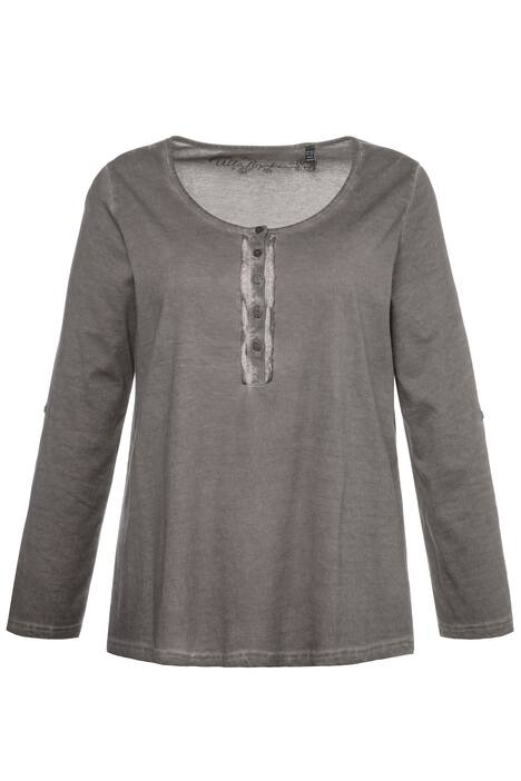 Shirt, Spitzendetails, Classic, Knopfleiste, cold dyed