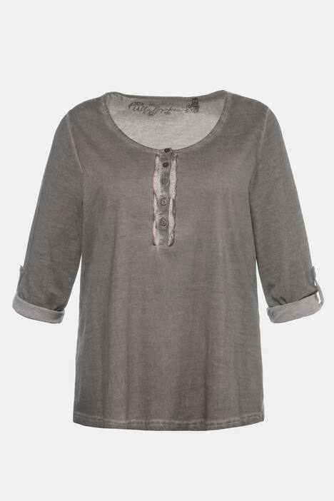Shirt, Spitzendetails, Classic, Knopfleiste, cold dyed