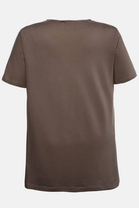 Embroidered Yoke Short Sleeve A-line Fit Cotton Tee