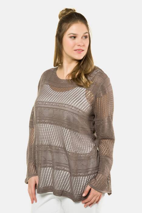 Pullover, Ajour-Blütenmuster, Regular, Trompetenärmel