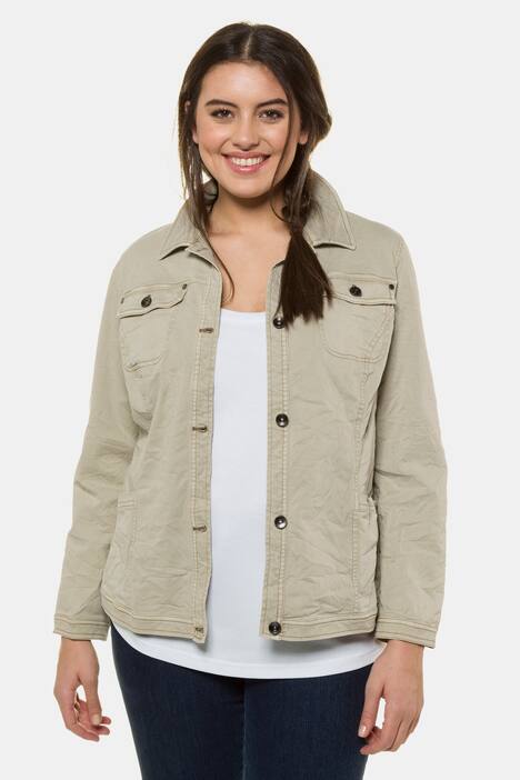 Jeansjacke, Crashlook, Metallic-Knöpfe, Elasthan
