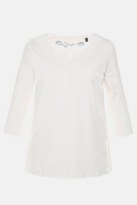 Lace Trim Henley Clasic Fit Cotton Tee