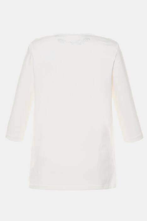 Lace Trim Henley Clasic Fit Cotton Tee