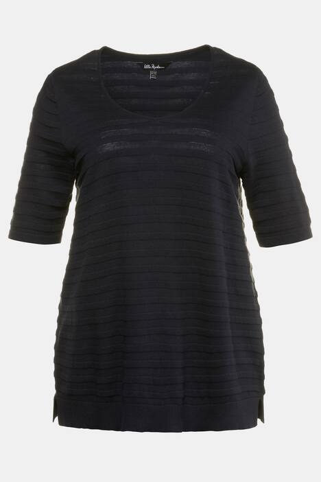 Pullover, Strukturstrick, Halbarm, reine Baumwolle