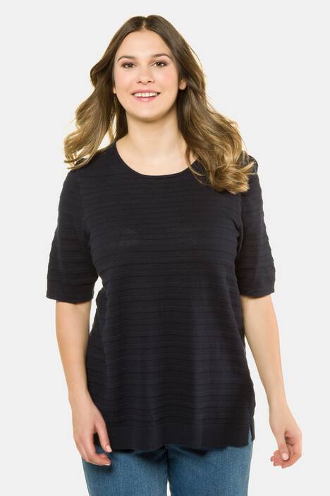 Pullover, Strukturstrick, Halbarm, reine Baumwolle