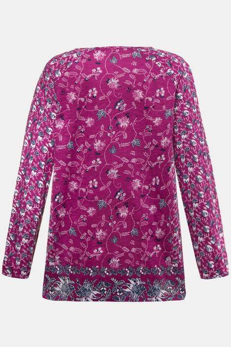 Shirt, gemustert, A-Linie, V-Ausschnitt, Raglanärmel