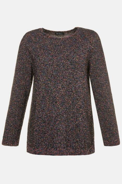 Updated Marled Round Neck Long Sleeve Sweater