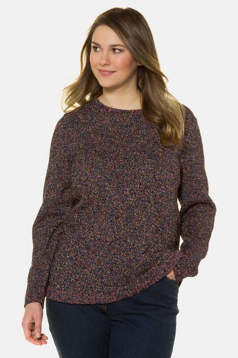 Updated Marled Round Neck Long Sleeve Sweater