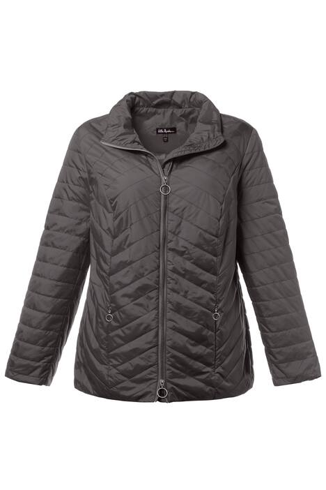 Diagonal Quilted Zip Long Sleeve Jacket